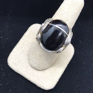 Sterling silver ring onyx stone
